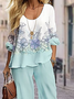 Women's Floral Spring Print Casual Fashion Two Piece Suit