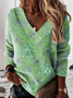 V Neck Printed Casual Sweatshirt