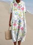 Regular Fit Floral Casual Cotton Dress With No Belt