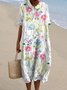 Regular Fit Floral Casual Cotton Dress With No Belt