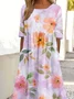 Floral Casual Loose Dress With No