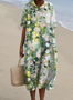 Cotton Crew Neck Regular Fit Casual Dress With No Belt