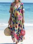 Cotton Casual Floral Dress With No Belt