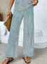 Women's Imitation Denim Spring Printed Casual Vest And Trousers Two-Piece Suit