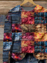 Women's Patchwork Art Print Crew Neck Loose Casual Sweatshirt