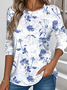 Floral Casual Crew Neck Jersey T-Shirt