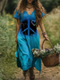 Women's Short Sleeve Spring Geometric Print V Neck Casual Dress