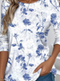 Floral Casual Crew Neck Jersey T-Shirt