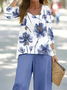 Women's Floral Print Casual Two-Piece Suit