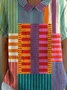 Loose Casual Striped Shawl Collar T-Shirt