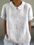 Shawl Collar Casual Plain T-Shirt
