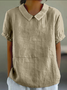 Shawl Collar Casual Plain T-Shirt