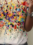 Women's Color Spring Print Casual V-Neck Short Sleeve T-Shirt