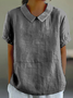 Shawl Collar Casual Plain T-Shirt