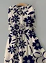 Floral Casual Shirt Collar Dress With Belt