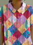 Loose Multicolor Block Casual T-Shirt