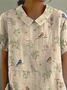Shawl Collar Bird Vintage Loose T-Shirt