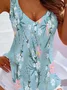 Loose V Neck Casual Floral T-Shirt