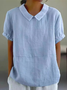 Shawl Collar Casual Plain T-Shirt