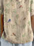 Shawl Collar Bird Vintage Loose T-Shirt