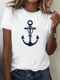 Women's Anchor Print Crew Neck Short Sleeve T-Shirt