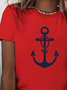 Women's Anchor Print Crew Neck Short Sleeve T-Shirt