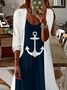 Women's Anchor Spring Print Two Piece Dress Set
