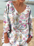 Paisley V Neck Casual T-Shirt