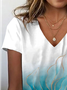 Women's Abstract Print Casual Short Sleeve V-Neck T-Shirt