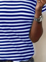 Women's striped print V-neck short-sleeved T-shirt