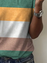 Women's Striped Print Round Neck Short Sleeve T-Shirt