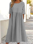 Simple Crew Neck Loose Plain Dress With No