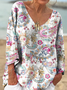 Paisley V Neck Casual T-Shirt