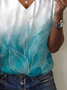 Women's Abstract Print Casual Short Sleeve V-Neck T-Shirt
