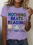 Women's Nothing Beats Reading Librarian Book Bookworm Casual Cotton T-Shirt