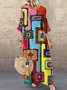 Crew Neck Regular Fit Vintage Cotton Dress With No Belt