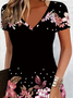 Women's Floral Spring Print Casual V-Neck Short Sleeve Dress