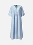 Vintage Plain Loose Dress With No