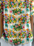 Floral Shawl Collar Casual T-Shirt