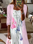 Women's Floral Spring Print Two Piece Dress Set