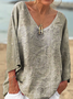 Casual Regular Fit V Neck Cotton T-Shirt