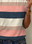 Women's Striped Print Round Neck Short Sleeve T-Shirt