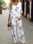 Women's Floral Butterfly Spring Print Two Piece Suit