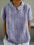 Shawl Collar Vintage Striped T-Shirt