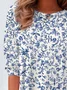 Women's Floral Spring Print Casual Round Neck Long Sleeve Tunic T-Shirt