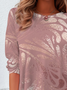 Women's Abstract Spring Print Casual Round Neck Long Sleeve Tunic T-Shirt