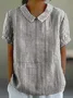 Shawl Collar Vintage Striped T-Shirt