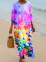 Cotton Casual Regular Fit Crew Neck Dress With No Belt