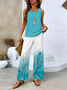 Women's Abstract Spring Print Casual Tank Top Pants Two Piece Suit