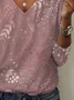 Women's Floral Spring Print Casual V-Neck Long Sleeve T-Shirt